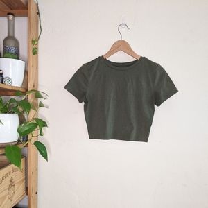 Wild Fable 🫒 Olive Crop Top Minimalist
